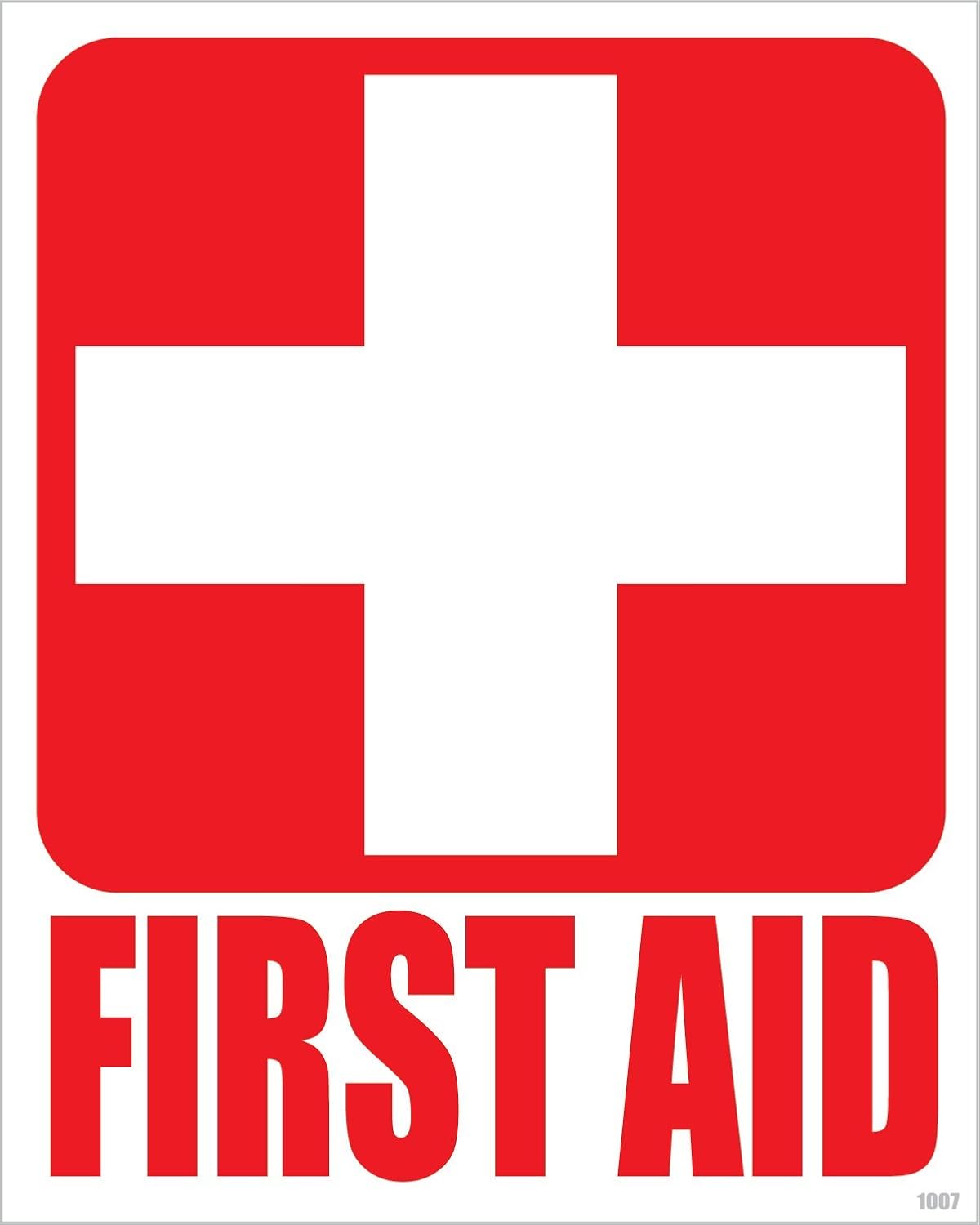 (4) First Aid Kit Sticker Sign Self Adhesive Decal 5"x4" for Car, Office or Business Emergency First Aid Kit Sign: Industrial & Scientific