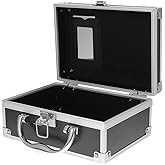 FRCOLOR Aluminum Makeup Case Portable Hard Shell Travel Organizer with Handle and Mirror Small Tool Storage Box for Women 7.8X5.5X3.5 Inches