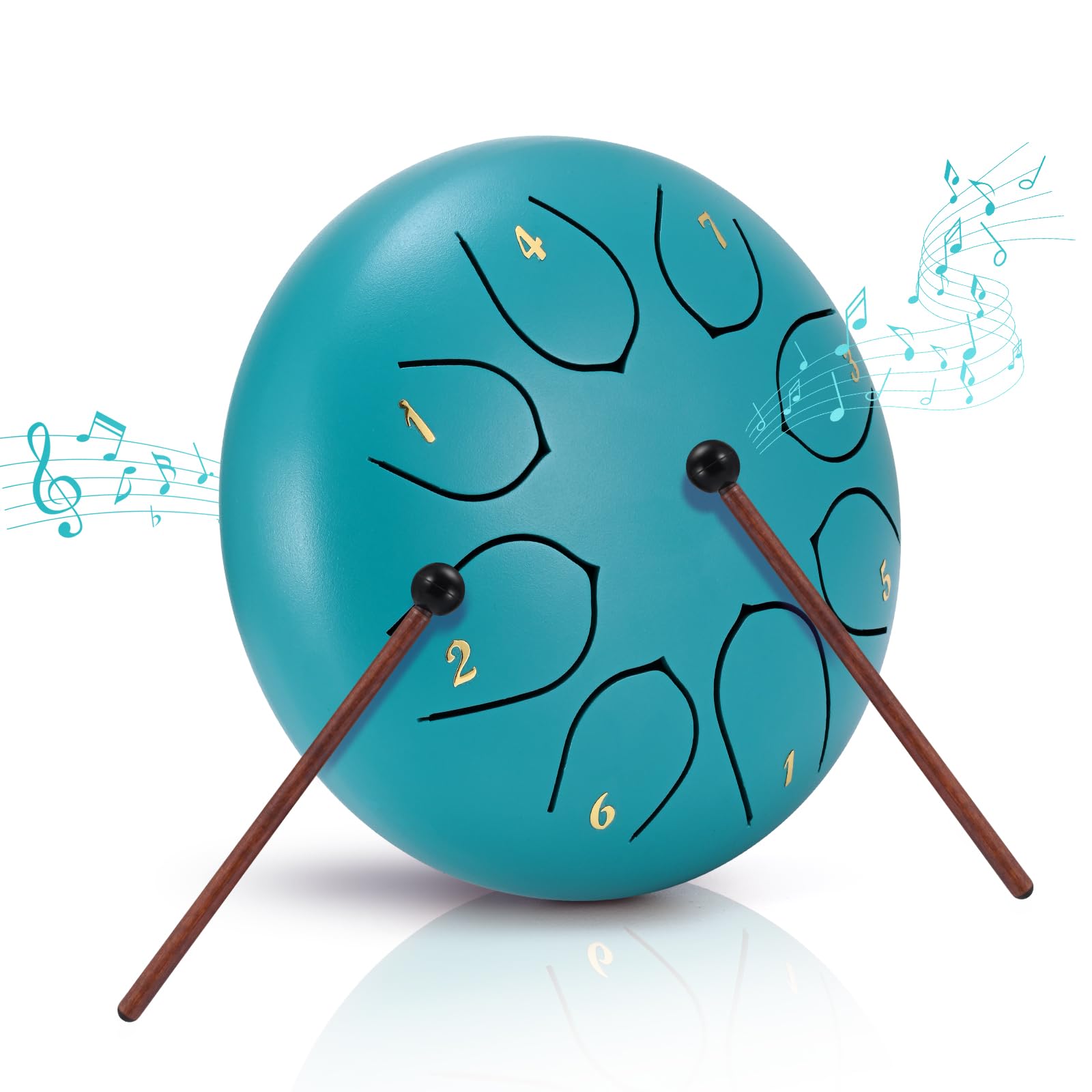 Sunowl Rain Drum Set, 6 Inch 8 Tone D Key Outdoor Garden Rain Steel Tongue Drum with Drumsticks, Bag, Finger Cover, Beginner Handpan Drum Percussion for Meditation Yoga Musical Education, Blue