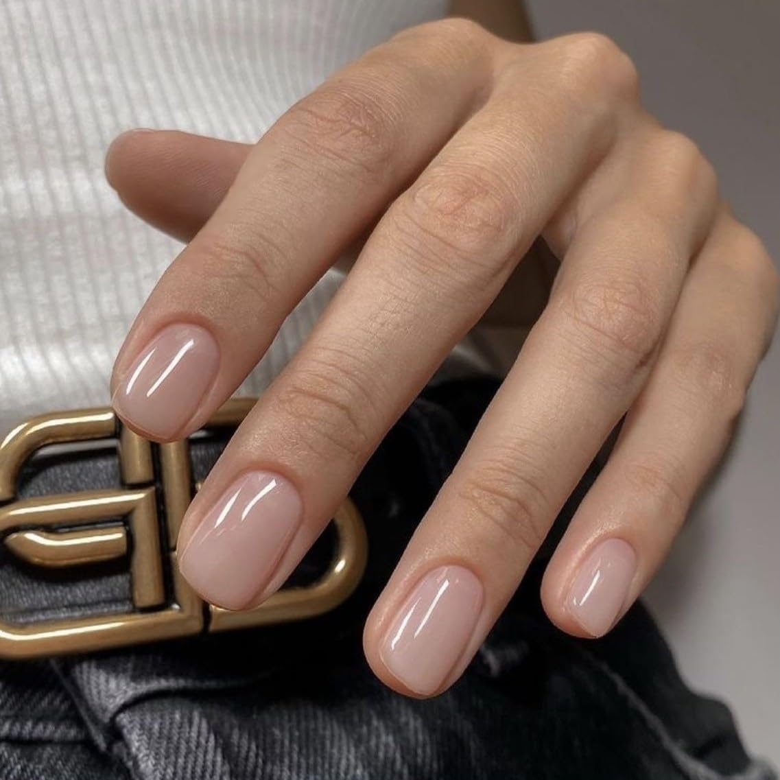 KQueenest 48 Pcs Square Press on Nails Short Length, Press on Nude Fake Nails Acrylic, Solid Color Small Nude Nails Set, Neutral Gel Glue on Nails Short, Stick on Nails For Women Finger Decoration - Image 2