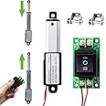 Micro Electric Linear Actuator with Controller, 2" Stroke Mini Motion Actuator 12V DC, 64N/14.4lb, Speed 0.6inch/s, w/Mounting Brackets, Rocker Switches, for Robotic Sofa TV Table Cabinet Window