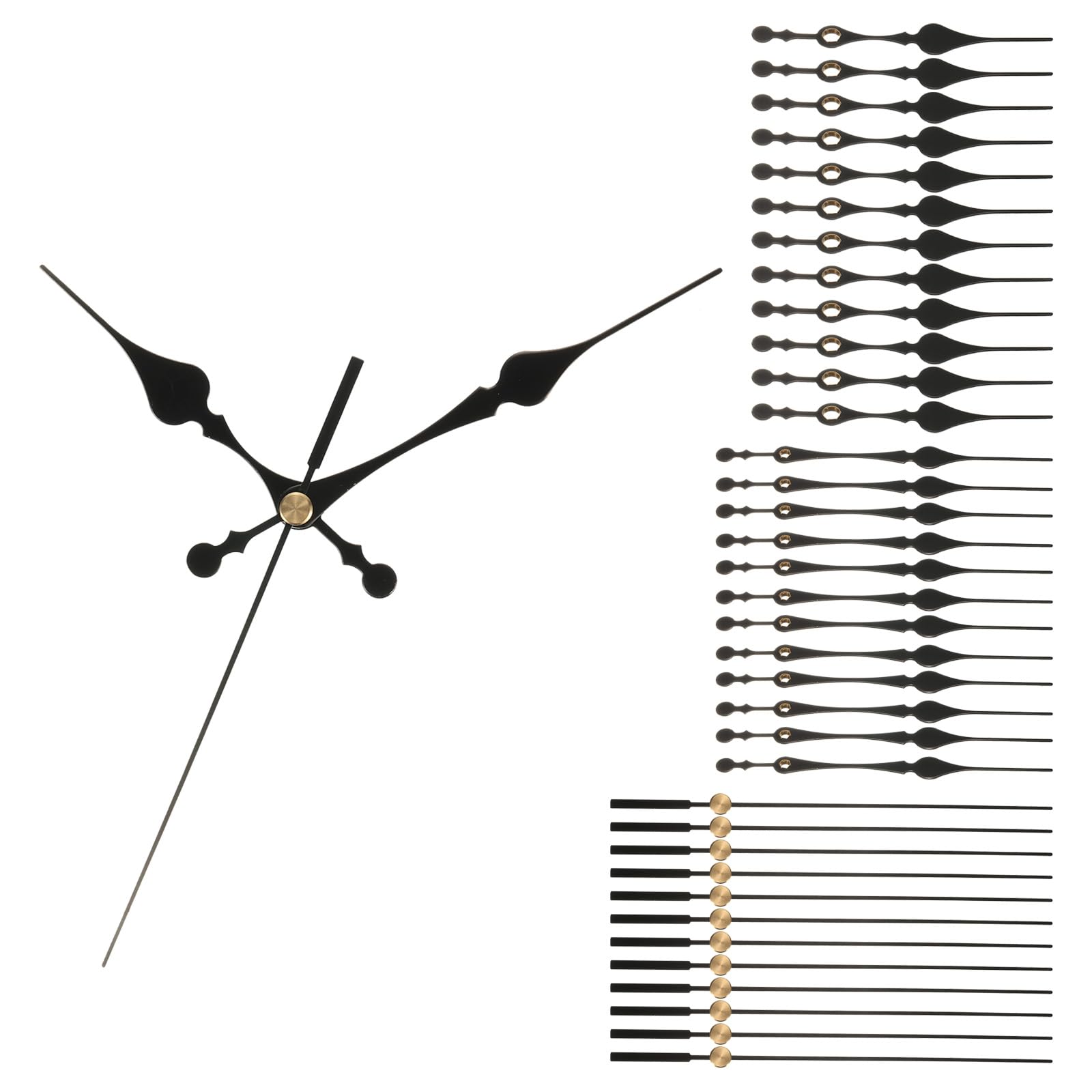 PATIKIL Clock Hands Mechanism Kit - 12 Set Aluminum Wall Clock Movement Parts for DIY Repair, Black, A13