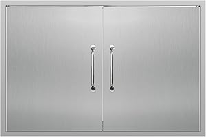 FORJAMINT Outdoor Kitchen Doors 36W x 24H Inch Stainless Steel Doors for Outdoor Kitchens, Double Access Cabinet Door with Handles, Flush Mount for Grilling Station