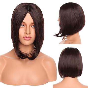 Amazon Com 12 Medium Straight Bob Wig Middle Part No Bangs Heat
