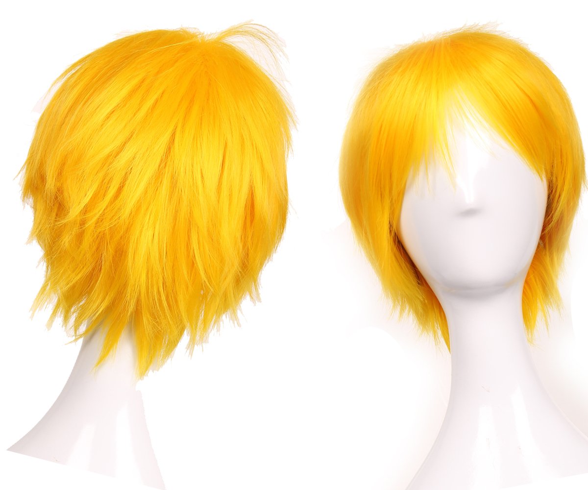 S Noilite Women Mens Male Short Yellow Costume Wig Unisex Anime Cosplay Cartoon Comic Party Straight Synthetic Hair Full Wigs Halloween Fancy Shaggy Hairstyle On Galleon Philippines
