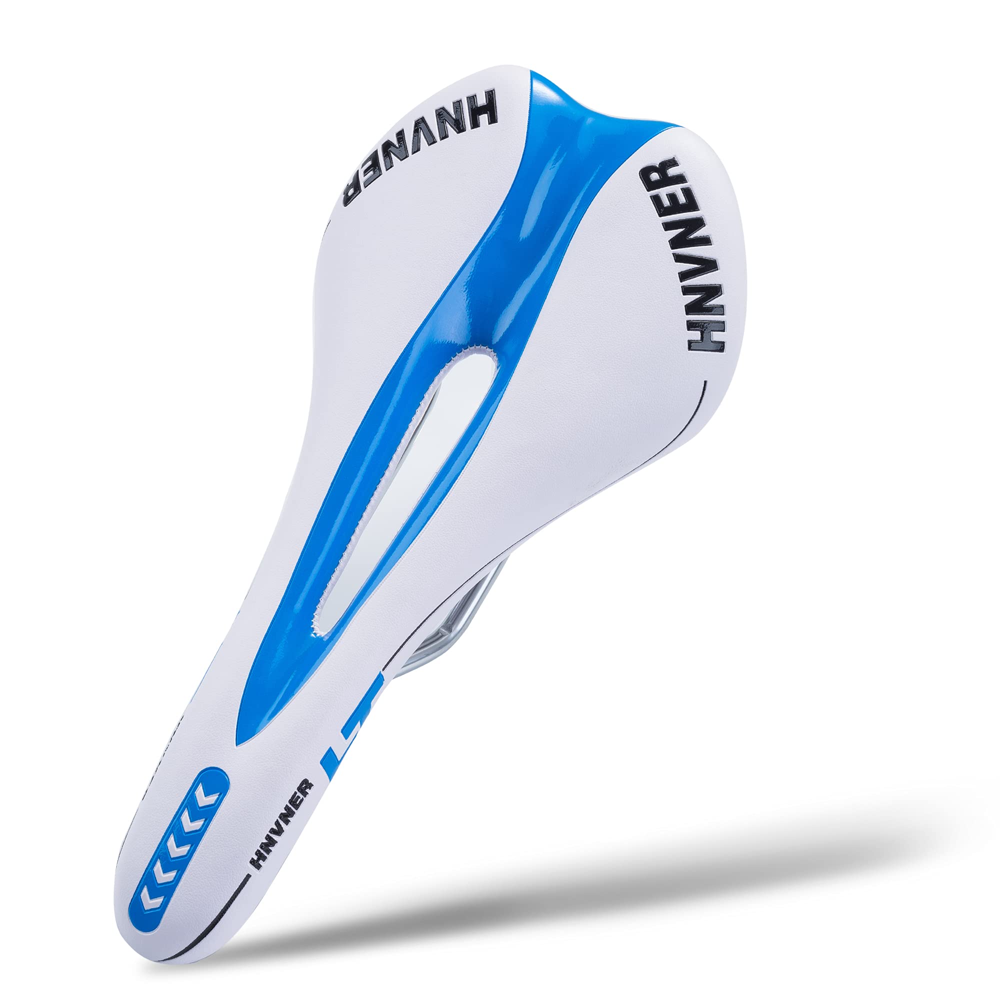 Mountain Bike Seat with Central Relief Zone and Ergonomics Design Fit，Comfort Bike Saddle with Memory Foam Breathable Soft Bicycle Cushion for Women Men MTB/Exercise Bike/Road Bike Seats (White Blue)…