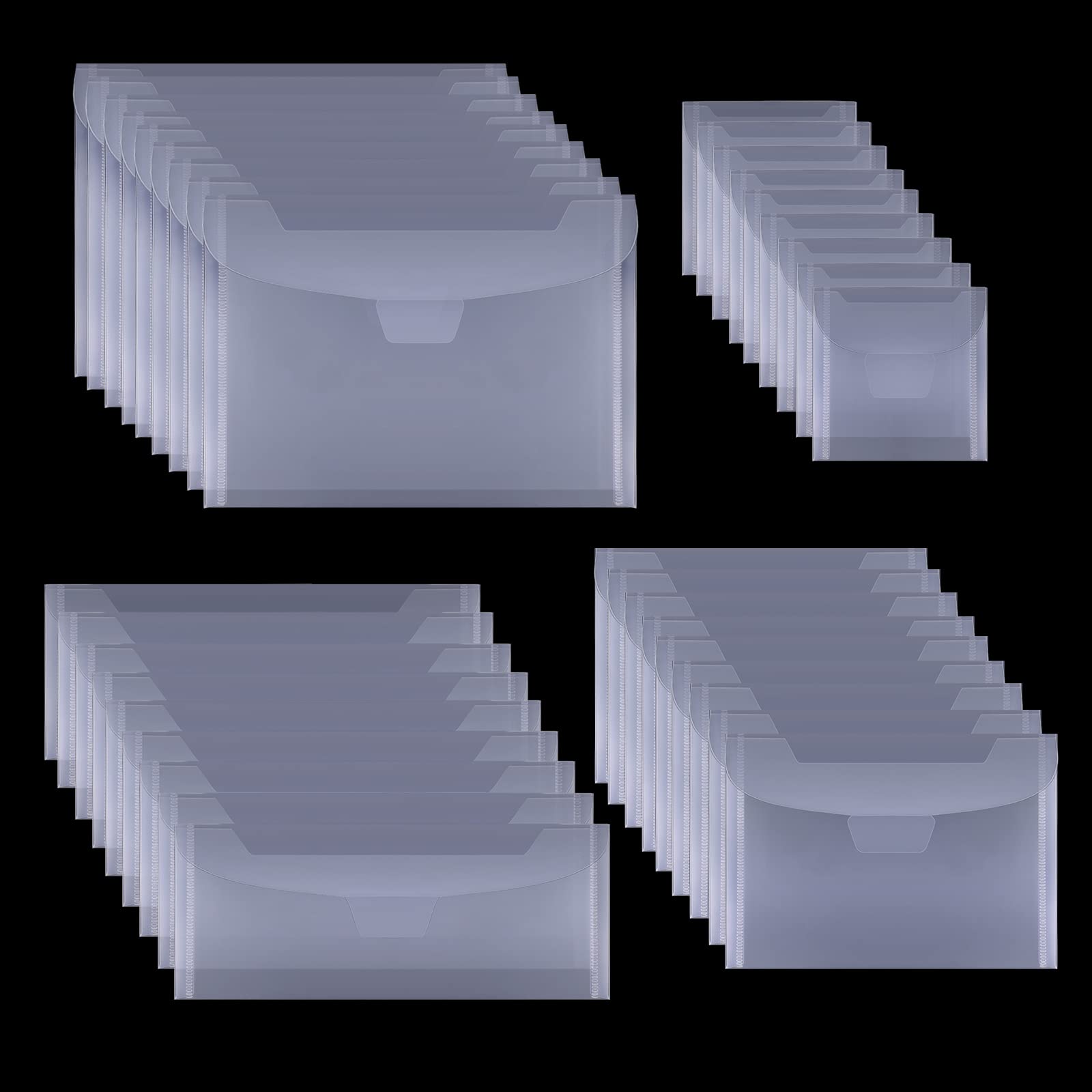 AIEX 36pcs Stamp Storage Bag, Stencil Cutting Dies Storage Die Cut Plastic Storage Pockets 4 Sizes Clear Stamp and Die Storage Bag for DIY Scrapbooking Die Cutting Card Making