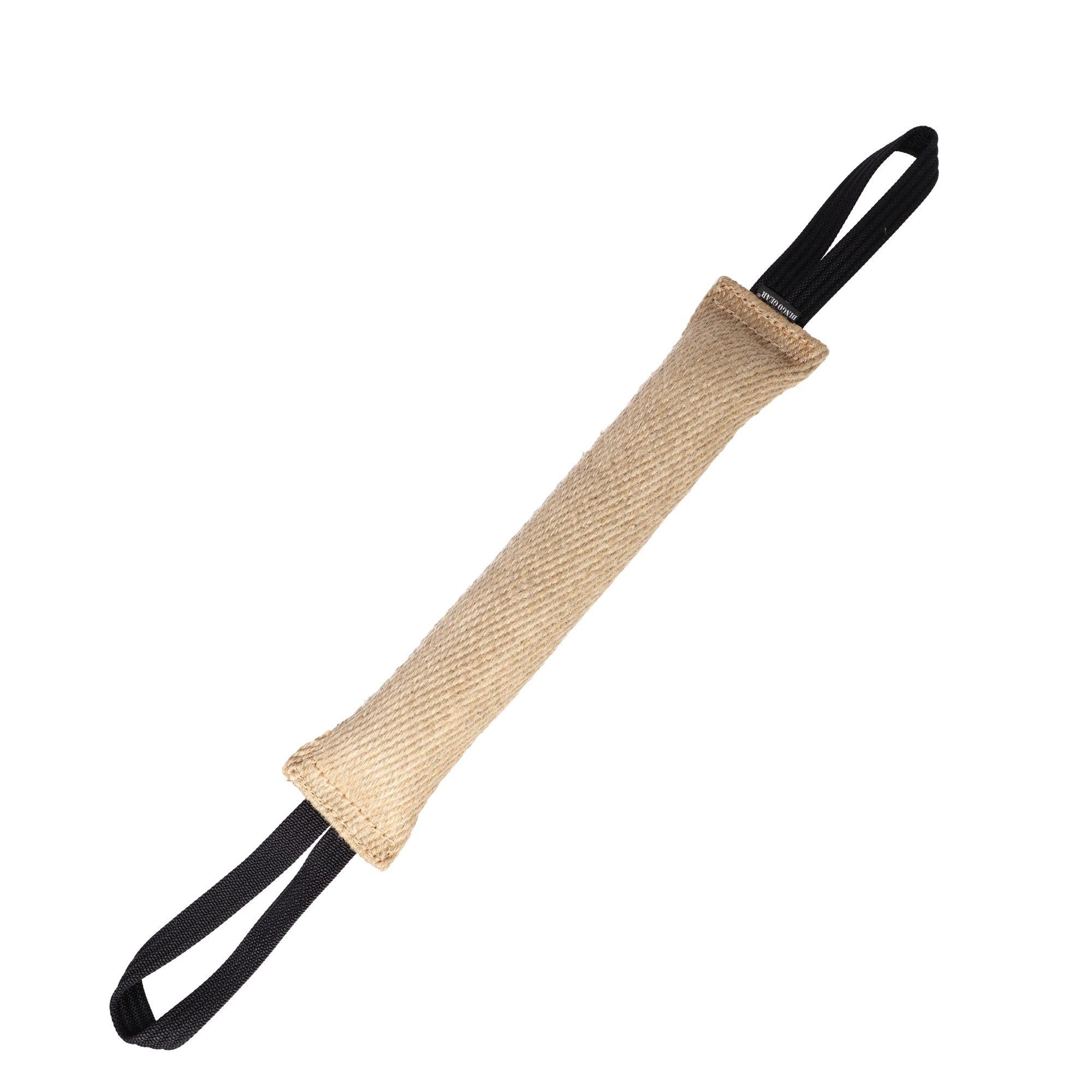 DINGO GEAR Strong Bite Tug with 2 Handles, Reinforced, Natural Material, for Dog Training and Play, Bite Tug 40 x 6 cm, Handles about 15 cm Each, Jute S00148