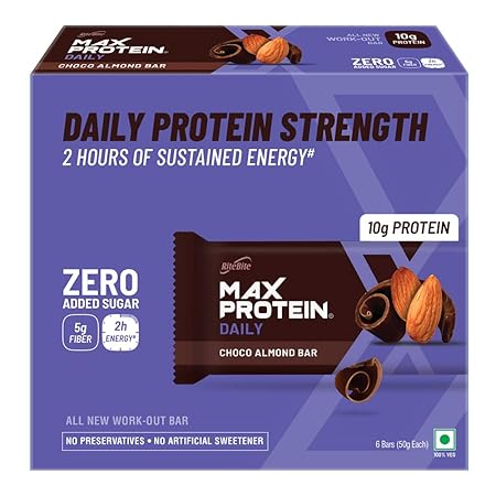 Ritebite Max Protein Daily Choco Almond Bars 300g - Pack of 6 (50g x 6)