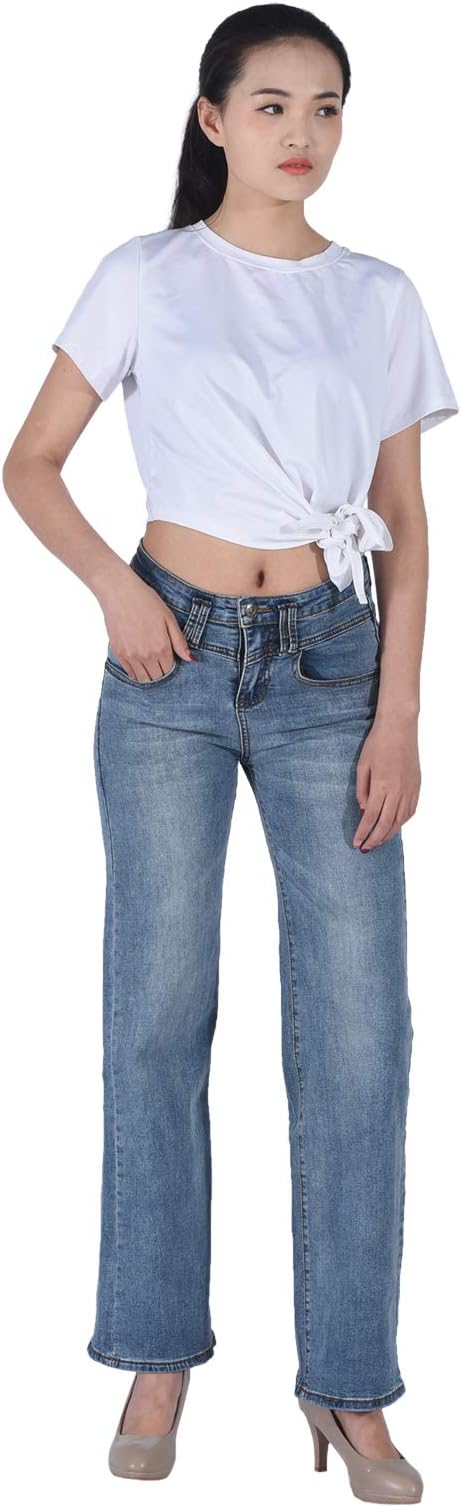 Women's Fashion Wide Leg Jeans Sexy Stretch Fabric Trousers,Size 6-20