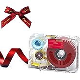 Phomemo A30 P15 Exclusive Embellish Gold Text Print on Red Satin Ribbon, Fabric Ribbons Custom Text for Gift Wrapping, Wedding Bouquets, DIY Crafts, Valentine's Day, Party Decor, 12mm x 5m, 1 Pack