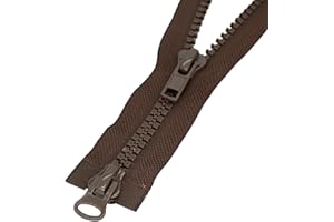 Leekayer #10 24 Inch Resin Zippers for Sewing Slider Two Way 60cm Separating Plastic Brown Zippers for Coat Parka Down Jacket