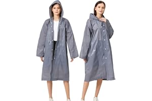 BAITEMJIA Rain Ponchos for Adults, Reusable Waterproof Hooded EVA Rain Coats Rain Jackets Rainwear for Women Men, Pack of 2