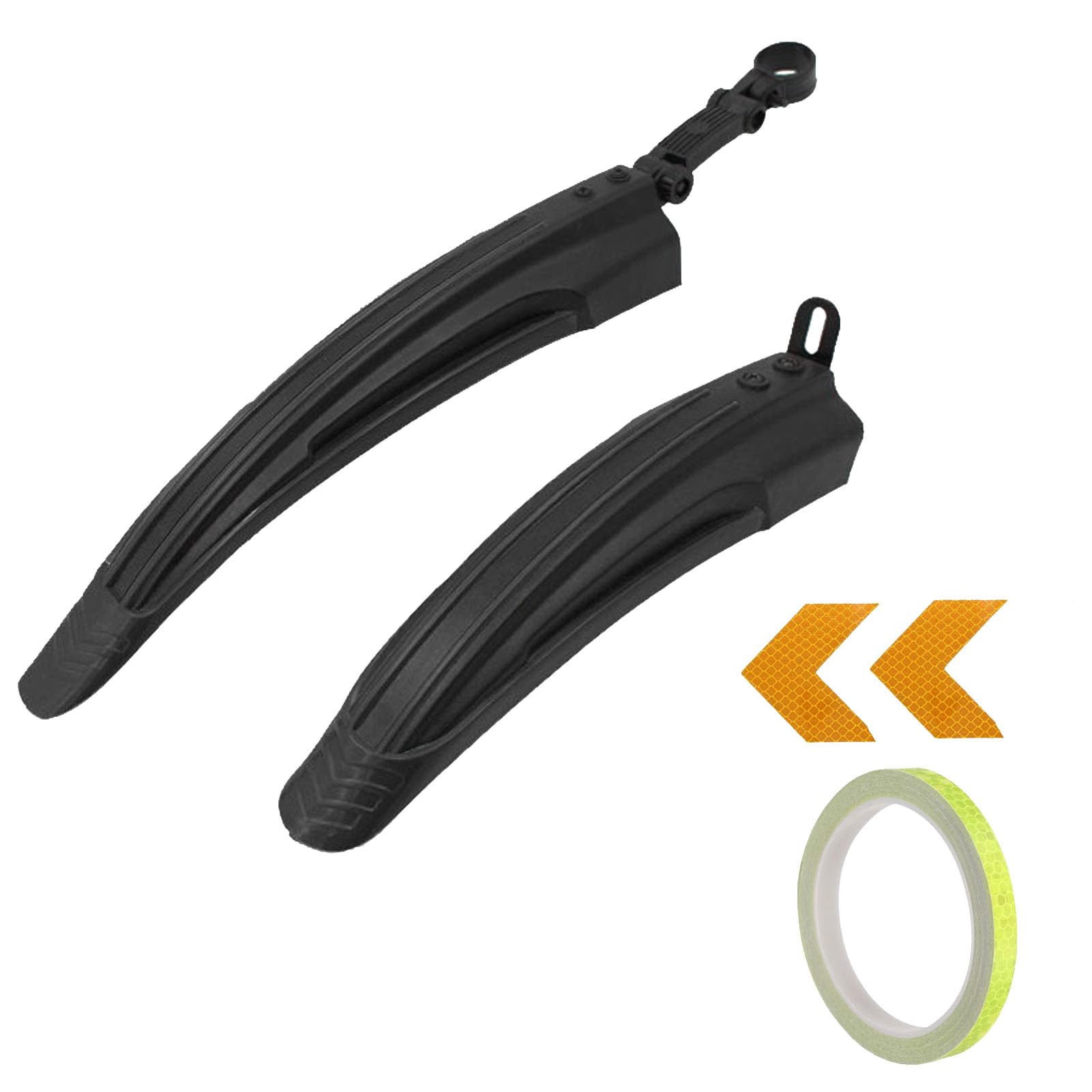DuDuZui Bike Fender Set, Adjustable Bicycle Mudguards with 1 Roll Reflective Tape+ 2 Red Arrow Reflective Stickers for 20-26 inch Bikes, Universal Front and Rear Mud Guard for most of Bicycles