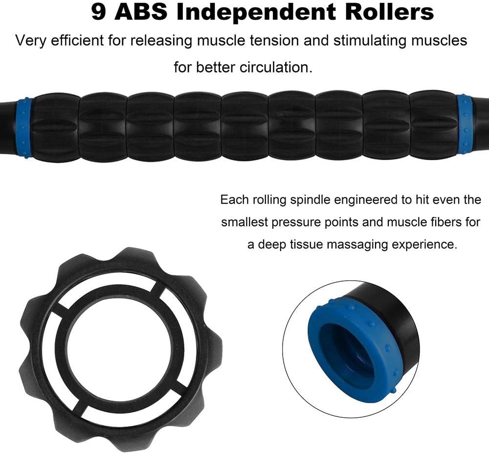 Yansyi Muscle Roller Stick for Athletes - Body Massage Roller Stick - Release Myofascial Trigger Points Reduce Muscle Soreness Tightness Leg Cramps & Back Pain for Physical Therapy & Recovery (Blue 1): Health & Personal Care