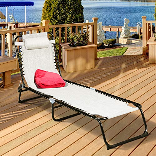 Goplus Portable Lounge Chair for Outdoor Patio Yard Pool, Folding