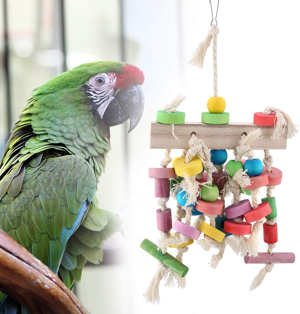KUIDAMOS Bird Parrot Swing Chewing Tool,Colorful Chewing Hanging Hammock Swing Bell,Bird Ladder Climbing Supply,for Parakeet Cockatiel - Image 3
