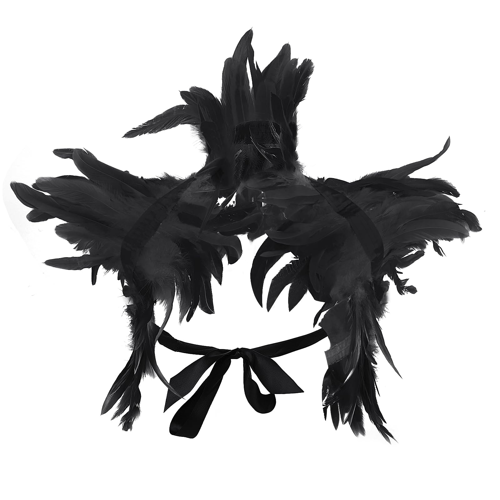 Gothic Punk Faux Feather Shrug Shawl Shoulder Wrap Cape with Collar Halloween Christmas Carnival Costume Shrug for Men and Women Cosplay Party Scarf Stage Performance Decoration Evening Dress
