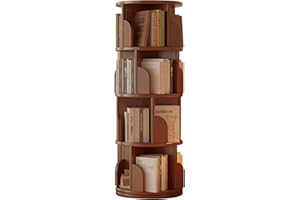 5 Tier Revolving Bookcase, Rotating Bookshelf Tower, 360° Round Rotate Shelves Book Shelf Organizer, Freestanding Display She