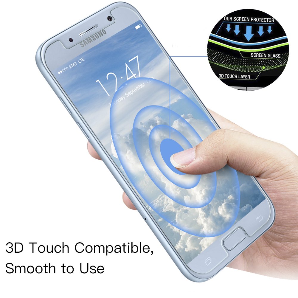 Panzerglas Schutzfolie für Samsung Galaxy A5 2017,[2 Stück] TUCNIPUS Galaxy A5 2017 Panzerglasfolie-3D Touch Kompatibel, 9H Härte, Anti-Öl, Kratzer,Blasen und Fingerabdruck Displayschutzfolie für Samsung Galaxy A5 2017