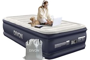 DIVON Twin Air Mattress with Built-in Pump,18''Raised Blow Up Mattress 2 Mins Self Inflation/Deflation,Upgraded Thicker Inflatable Mattress，Flocked Top Air Bed with Storage Bag for Guests,Home，Camping