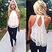 Toraway Blouses, Women Summer Sleeveless Lace Vest Blouse Shirt Tops (Medium, White)