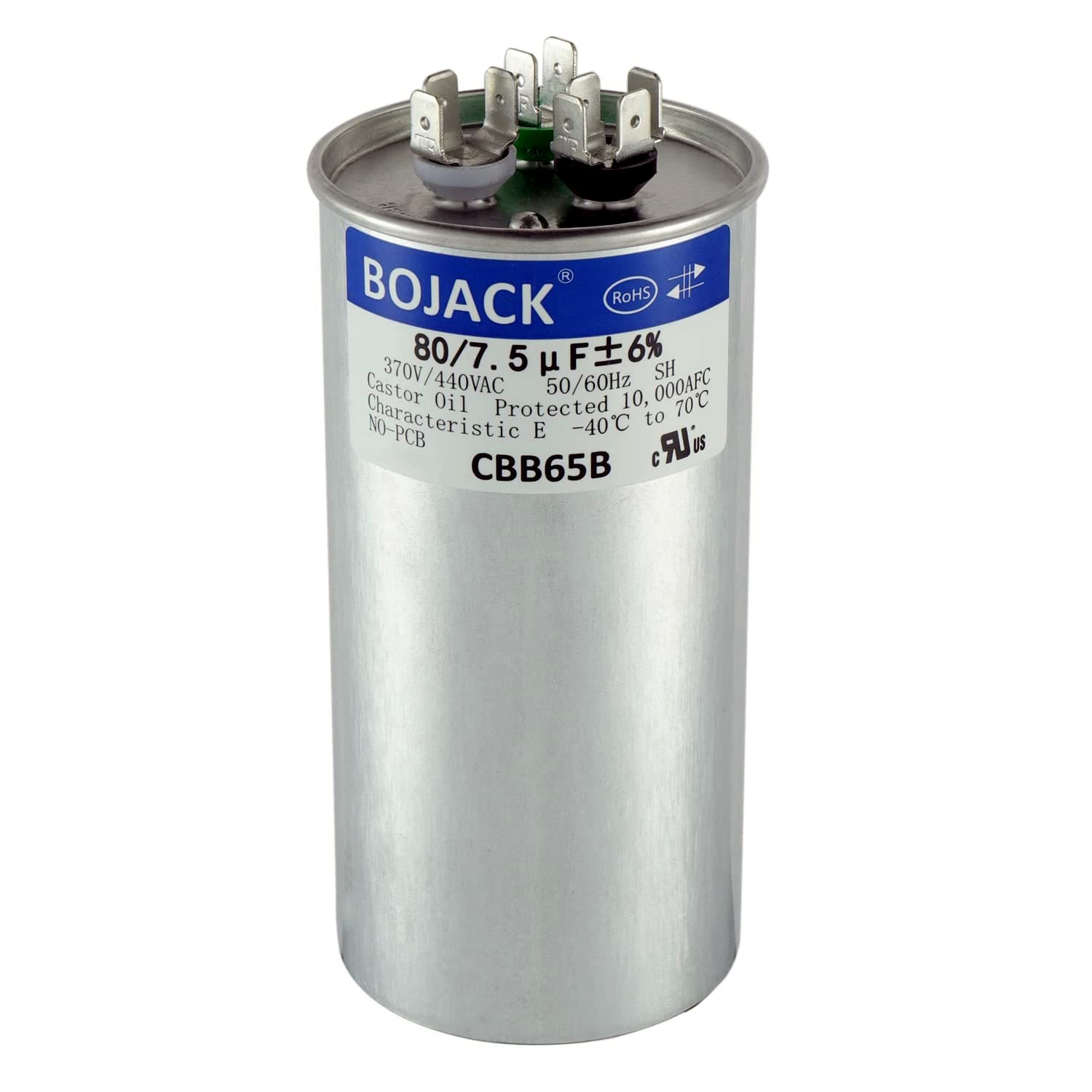 Photo 1 of BOJACK 80+7.5 uF 80 7.5 MFD ±6% 370/440 V AC CBB65 Dual Run Circular Start Capacitor for AC Motor Run or Fan Start or Condenser Straight Cool or Heat Pump Air Conditioner