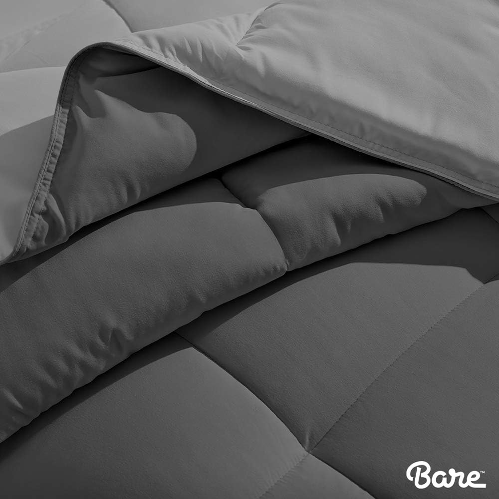 Bare Home Reversible Comforter - Twin/Twin Extra Long - Goose Down Alternative - Ultra-Soft - Premium 1800 Series - Hypoallergenic - All Season Breathable Warmth (Twin/Twin XL, Grey/Light Grey): Home & Kitchen