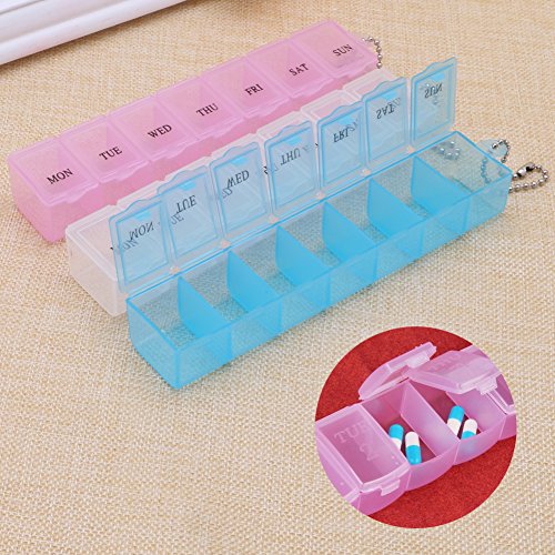 BYNNIX 7 Day Transparent Storage Box Jewelry Ornament Drug Compartment Display Case