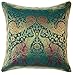 Avarada 16x16 Inch (40x40 cm) India Style Elephant Peacock Decorative Throw Pillow Covers Case Cushion Cover for Sofa Couch Chair Bed Back Zipper Insert Not Included Green