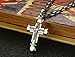 LOLIAS 5MM Stainless Steel Cross Pendant Necklace Men Byzantine Chain Necklace 22 Inches