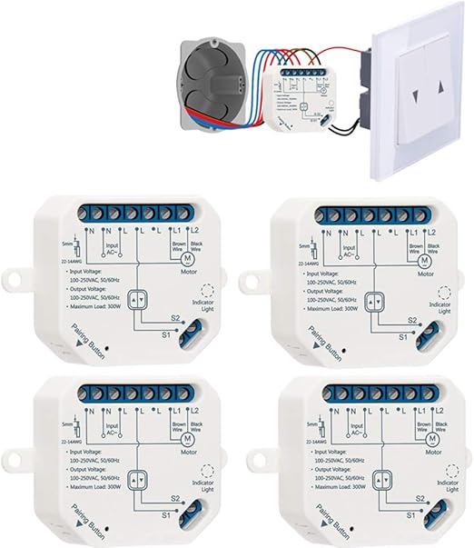 LoraTap WIFI SmartEinbauschalter Relais Modul für elektrische Rolläden Vorhänge, Jalousien und
