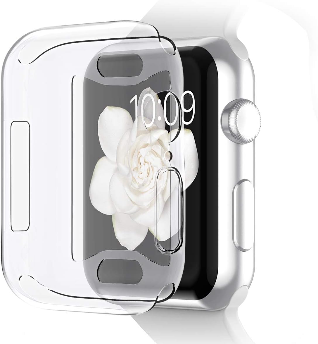 Pobon Compatible with Series 4 & Series 5 Apple Watch Case 44mm, Built-in Screen Protector [3D Touch] All-Around Protective Ultra Clear Soft TPU Case Fit for Apple Watch 4 & 5 44mm (Clear)