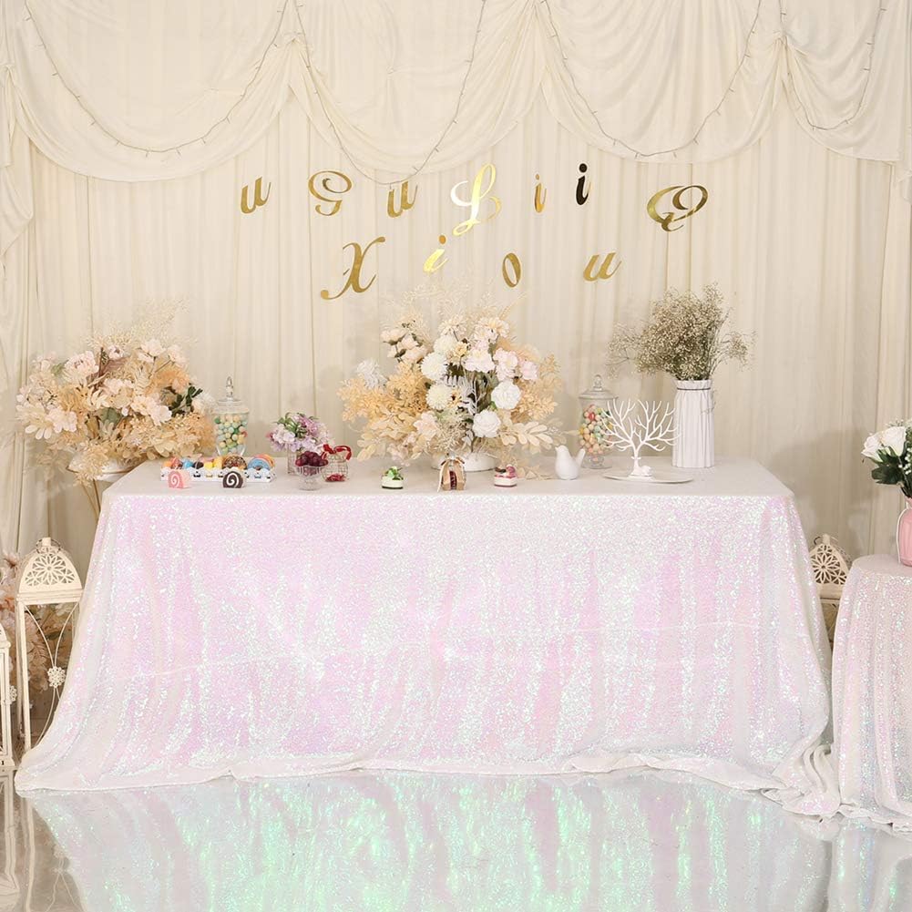 Eternal Beauty Sequin Tablecloths Rectangle Iridescent 152 x 305 cm wedding Halloween Chrismas Party Banquet New Year’s Day