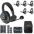 EARTEC HUB6S Ultralite-HD 6 Person Full Duplex Wireless Intercom Headset Communication System, Single Ear Headsets, Up to 1000ft Range, U.S. Company