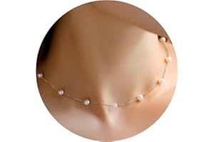 Gold Pearl Necklace, 6 mm Pearl Choker Necklace 15'' Pearl Necklaces for Women Prom Jewelry Dainty Gold Choker Bride Bridesma