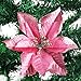 Poinsettia Christmas Decorations Glitter Artificial Poinsettia Flowers for Christmas Tree Decorations(12Pack)(Pink)