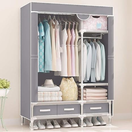 Bodyfi Canvas Portable Wardrobe Fabric Furniture Cabinet Steel