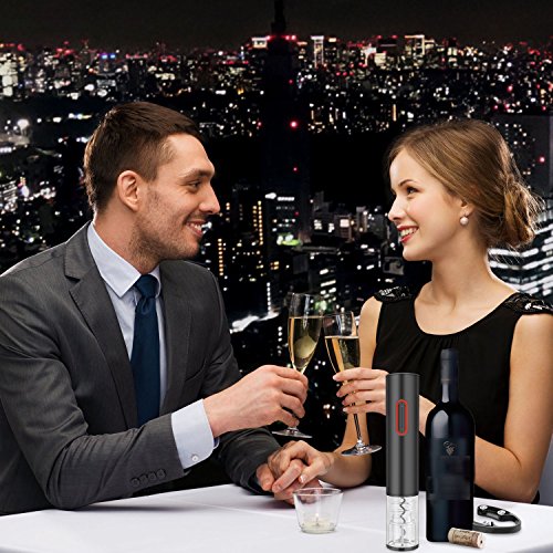 Wine Opener Set, Automatic Cordless Corkscrew, Electric Wine Bottle Opener Gift Kit (Black)