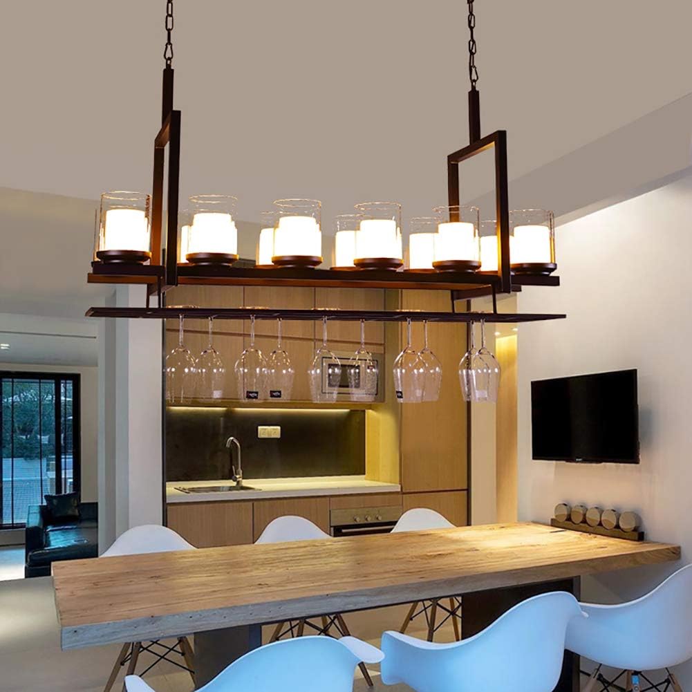 3 Color Kitchen Island Iron Pendant Lighting,Rectangle Industrial8 Light Candle Chandelier Linear Metal Hanging Lamps for Bar Dining Rooms-c 120x50cm(47x20inch)
