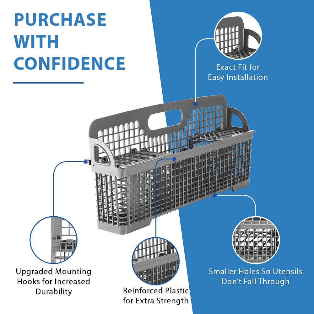 UPGRADED Lifetime Appliance W10190415 Silverware Basket Compatible with Whirlpool, Kenmore Dishwasher - WPW10190415