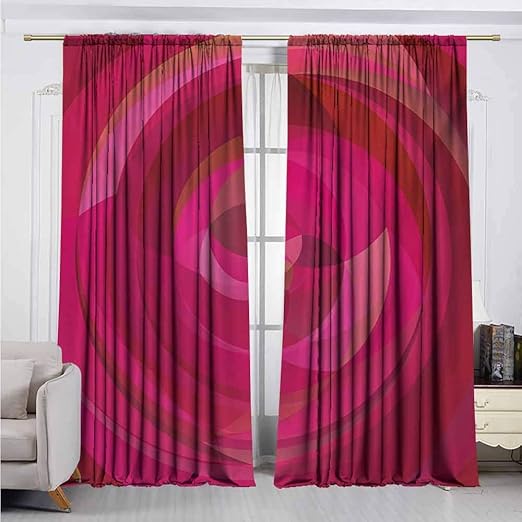 Hot Pink 99 Blackout Curtains Abstract Vortex with Swirls and Shapes