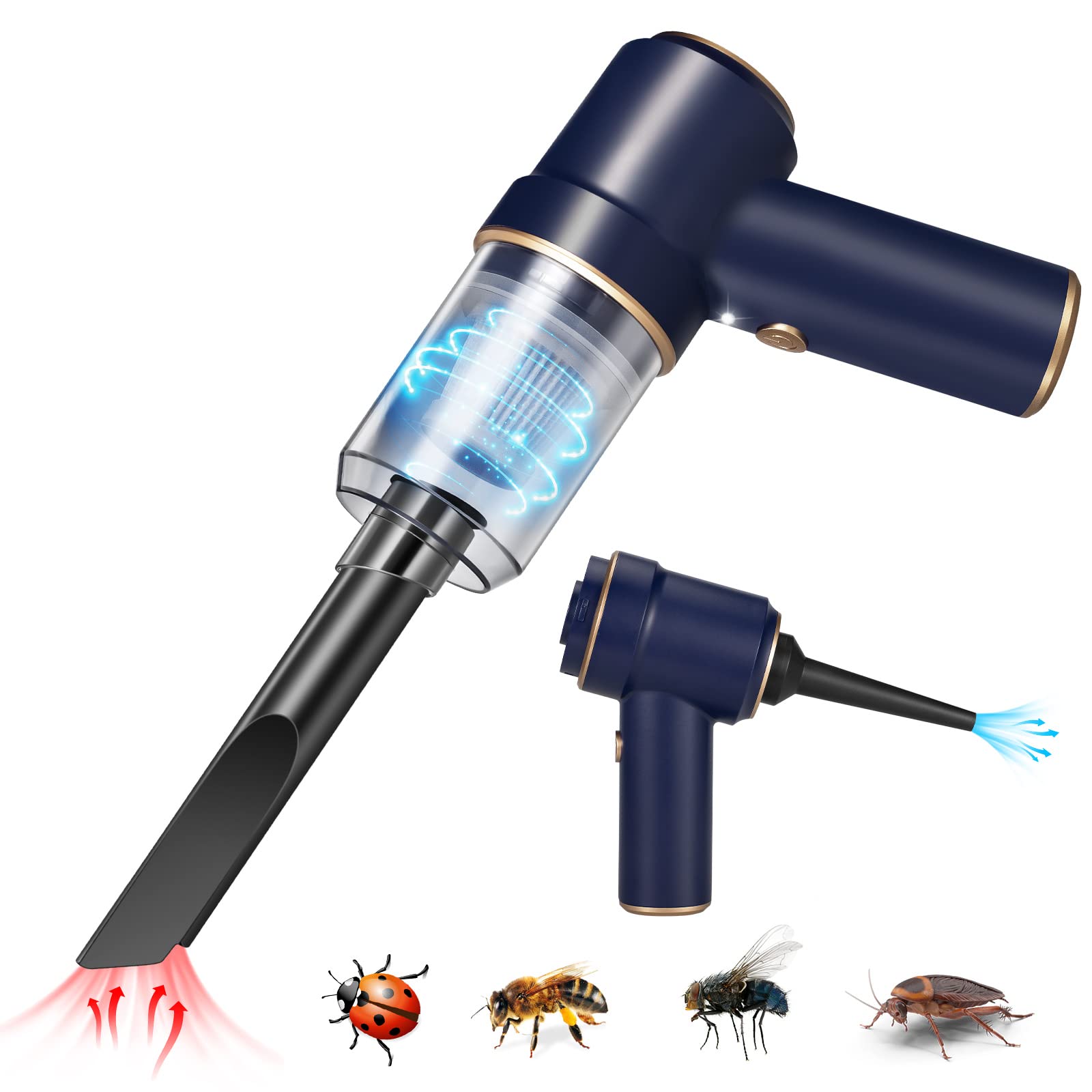 Photo 1 of Bug Vacuum Catcher,Cordless Handheld Vacuum Cleaner Rechargeable Bug Catcher Strong Suction with Multifunctional Suction Nozzle for Home Office Insect Stink Bug Moth Spider and Car Cleaning Blue