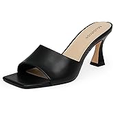 Modatope Womens Heeled Sandals Open Square Toe Heels Chunky Block Heel Slip On Sandals for Women