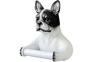 French Bulldog Toilet Paper Holder Stand - Vinyl Wall-Mounted Bathroom Organizer, 6.5 x 4.33 x 7.68 Inches