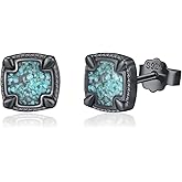 Black Stud Earrings 925 Sterling Silver Black Onyx/Cubic Zirconia Stud Earrings Jewelry Gifts for Women Men
