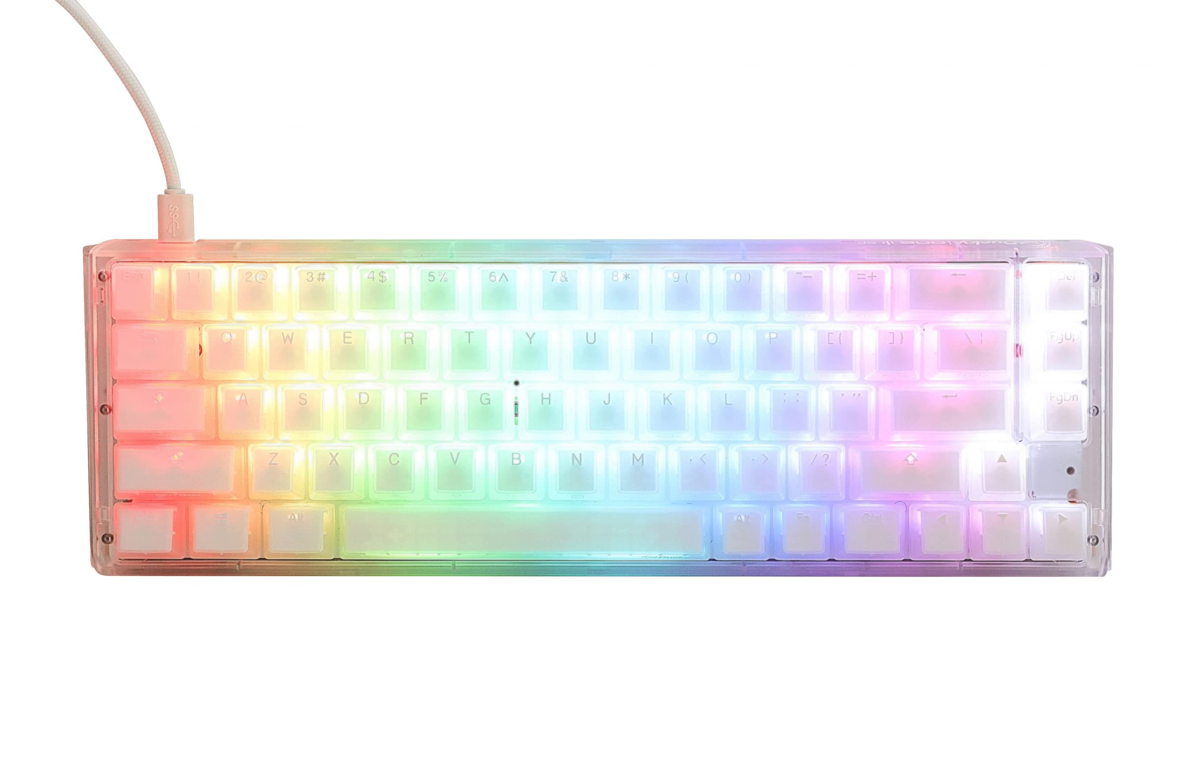 Ducky One 3 SF Aura 65% Mechanical Keyboard: Quack Mechanics Dampening, Hot-Swappable Cherry MX Red Switches, High-Density PBT Tripleshot Keycaps, RGB, US, White