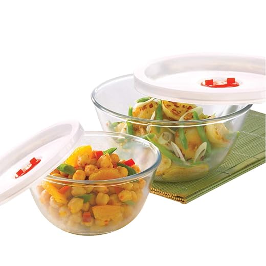 Basics Glass Mixing Bowl with lid - Set of 2