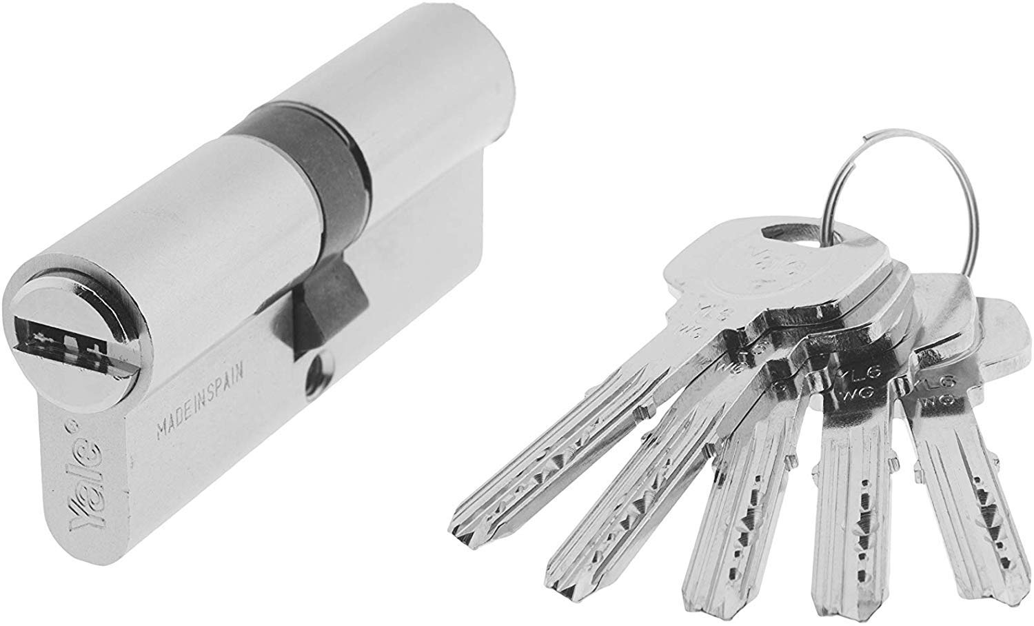 Yale YL63070HN Security Cylinder, YL6, Long Lave, Wrench, Nickel, 30 x 70 mm