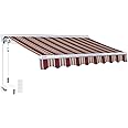 ADVANING Luxury Series, 12'x10' Electric Retractable Awning, Premium Quality Fully Assembled UV+ Sun Shade Canopy, Brick Red Stripes, EA1210-A430H2